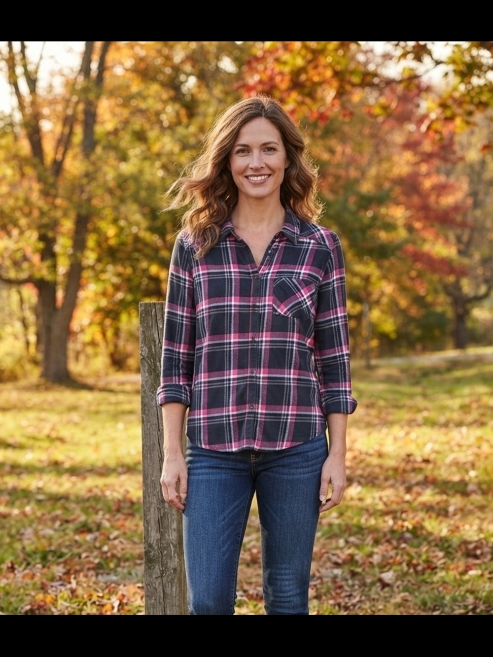 PAIGE Pink and Black Plaid Button-Down Shirt